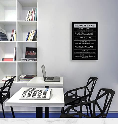 Millionaire Mindset Inspirational Entrepreneur Proverb Motivational Canvas Wall Art Motivational Painting Poster Office Decoration Printing Artwork Studio Frame Ready to Hang[24''W x 36''H]
