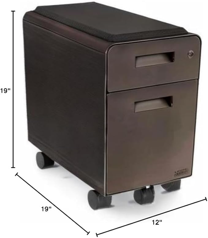 UPLIFTDESK Narrow 2-Drawer File Cabinet with Seat, Rolling (Industrial Style)