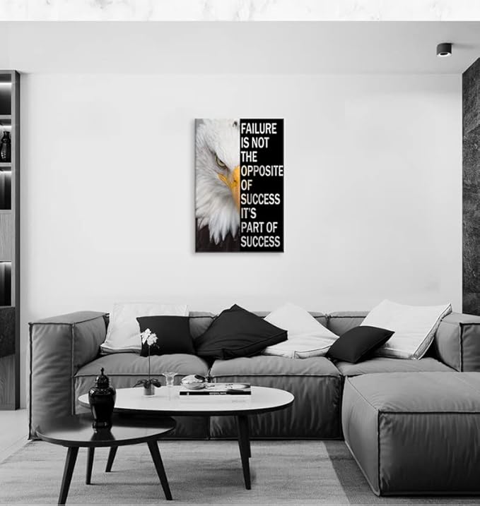 Motivational Canvas Office Print Wall Art Eagle Animal Inspirational Picture Animal Poster Painting Modern Inspiring Artwork Bedroom Living Room Office Decor Frame Ready to Hang[24''W x 36''H]