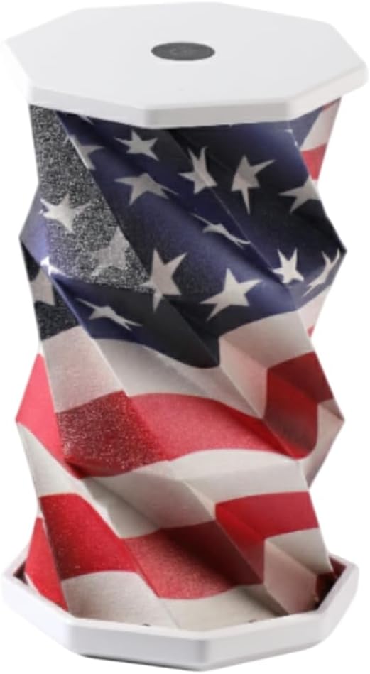 Origami Expanding Foldable LED Desk Lamp – USB Rechargeable & Portable - Dimmable Touch Control Light with Adjustable Height up to 5 1/2 for Office, Travel, Bedside & Modern Design (American Flag)