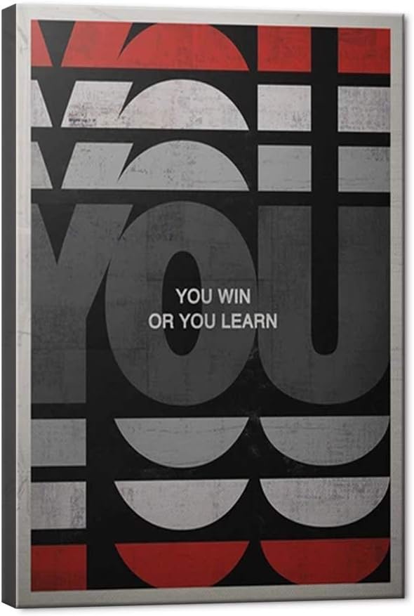 Yatsen Bridge Inspirational Canvas Painting Wall Art, You Win or You Learn Motivational Quote Picture Art Print, Modern Home Office Wall Decor Stretched and Framed Ready to Hang - 24x36 inches