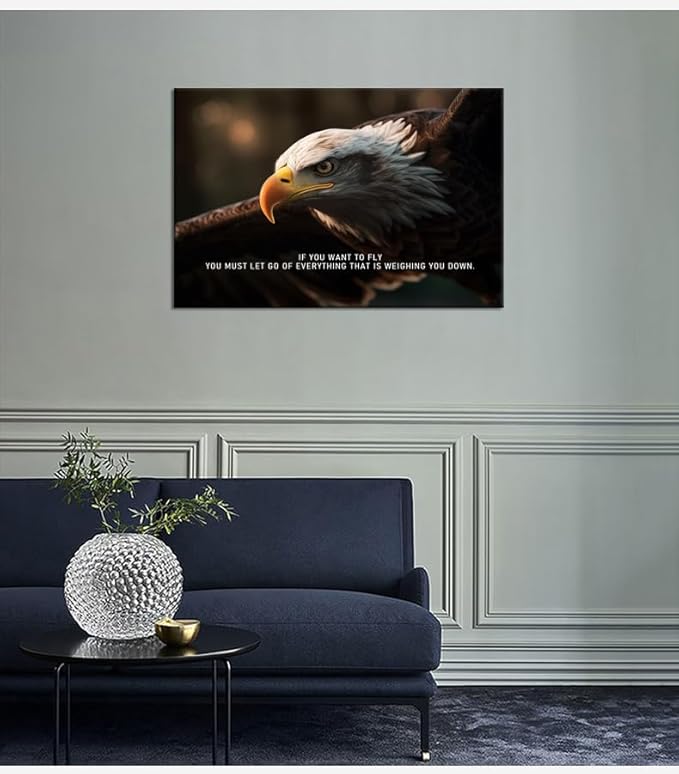If You Want To Fly Inspirational Canvas Wall Art for Office Eagle Quotes Motivational Posters Picture Prints Modern Home Decor Painting Artwork Stretched and Framed Ready to Hang [24''W x 36''H]
