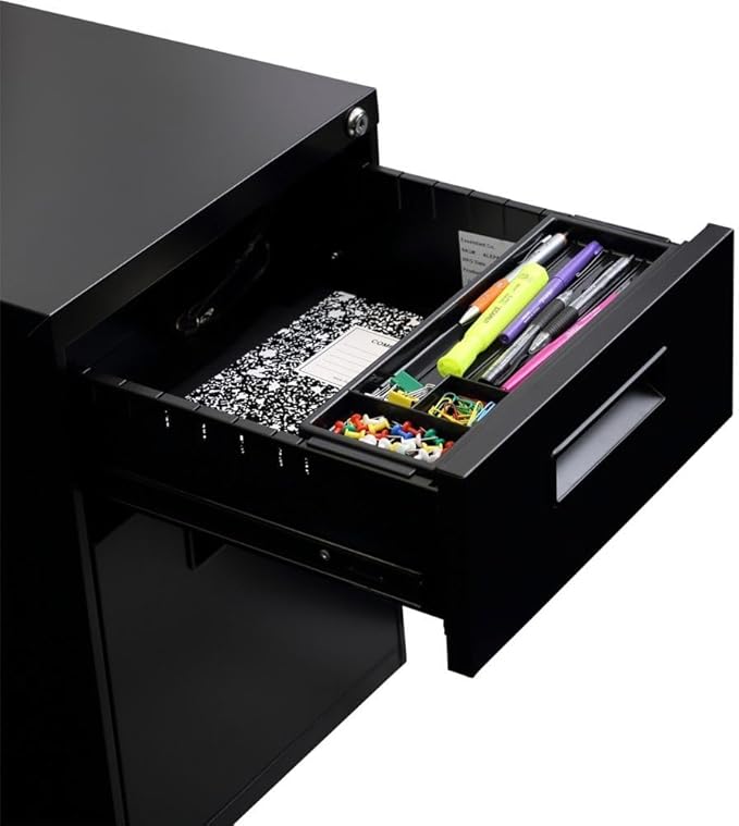Alera ALE Two-Drawer Metal Pedestal File, 14 7/8w x 19 1/8d x 21 5/8h, Black