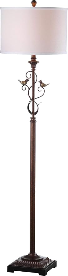 SAFAVIEH Lighting Collection Birdsong Traditional Rustic Farmhouse Oil-Rubbed Bronze 61-inch Living Room Bedroom Home Office Standing Floor Lamp (LED Bulb Included)