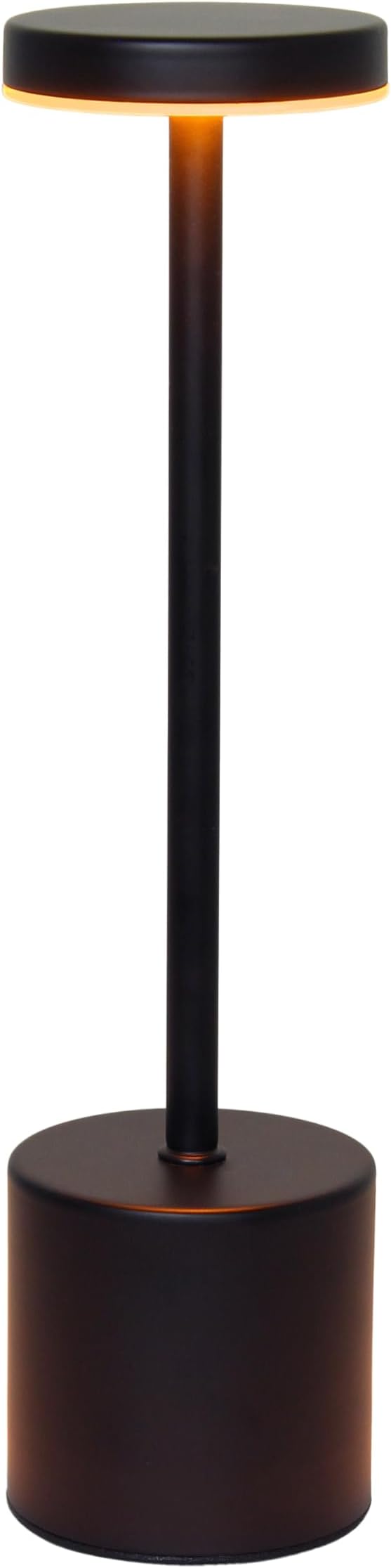 Simple Designs LD1083-BLK 12.75" Mushroom Magic Disc Dimming & Rechargeable Cordless 4-Way Touch Sensor Stick Desk Lamp, Black