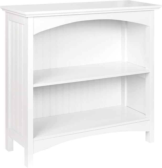 eHemco 2 Tier Bookcase with 2 Arched Supports, 29 Inches, White
