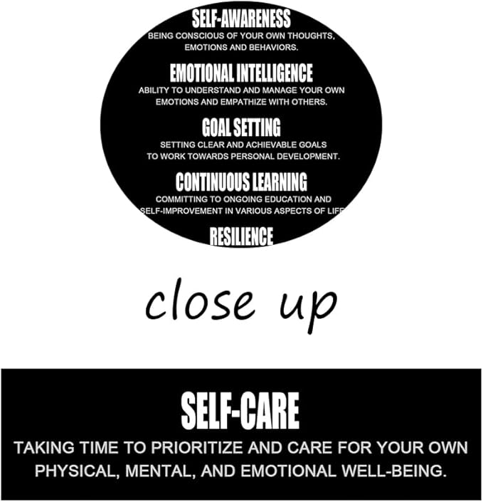Motivational Wall Decor The 6 Pillars of Personal Growth, Mental Wellness & Healthy Lifestyle Posters - Set of 3 Inspirational Wall Art Prints for Office Home Gym Framed [36''Wx 16''H]
