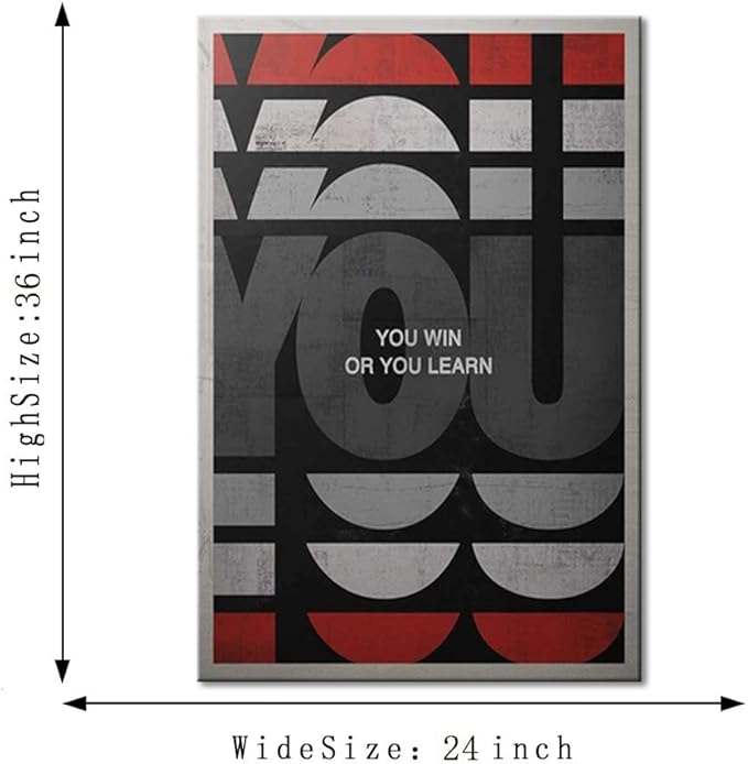 Yatsen Bridge Inspirational Canvas Painting Wall Art, You Win or You Learn Motivational Quote Picture Art Print, Modern Home Office Wall Decor Stretched and Framed Ready to Hang - 24x36 inches