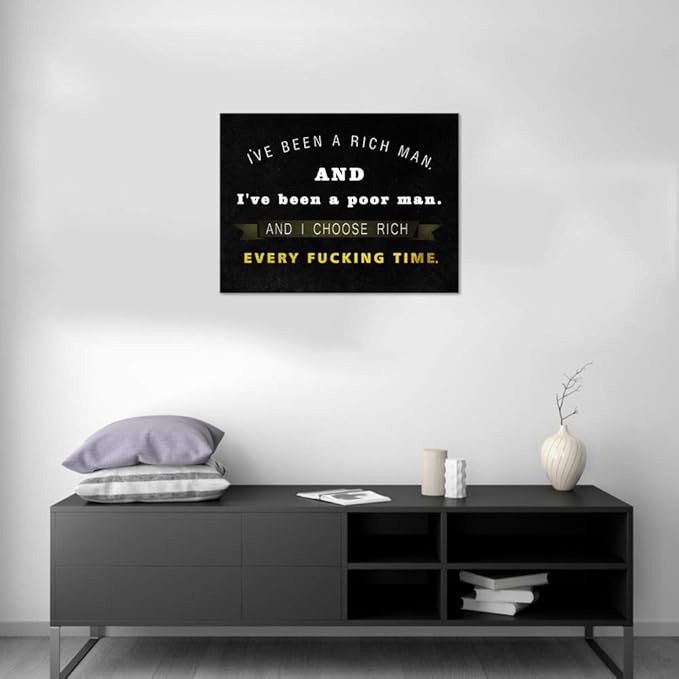Office Inspirational Canvas Wall Art Wolf of Wall Street Painting Motivational Entrepreneur Quotes Modern Motto Posters Prints Artwork Living Room Home Decor Framed Ready to Hang (18”Hx24”W)