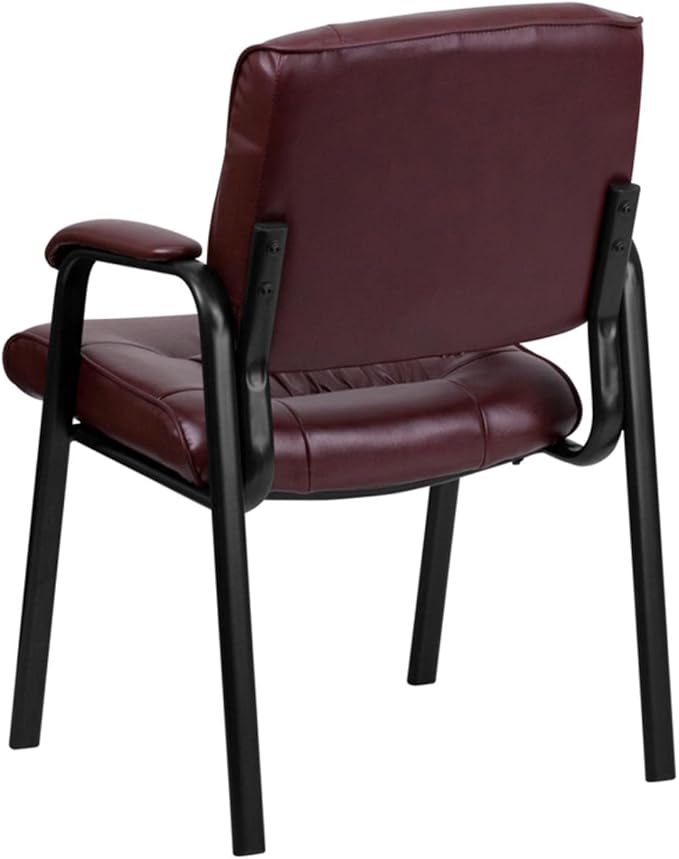 Flash Furniture Haeger LeatherSoft Tufted Executive Reception Chair with Padded Armrests, Upholstered Side Chair for Living Room or Office, Burgundy