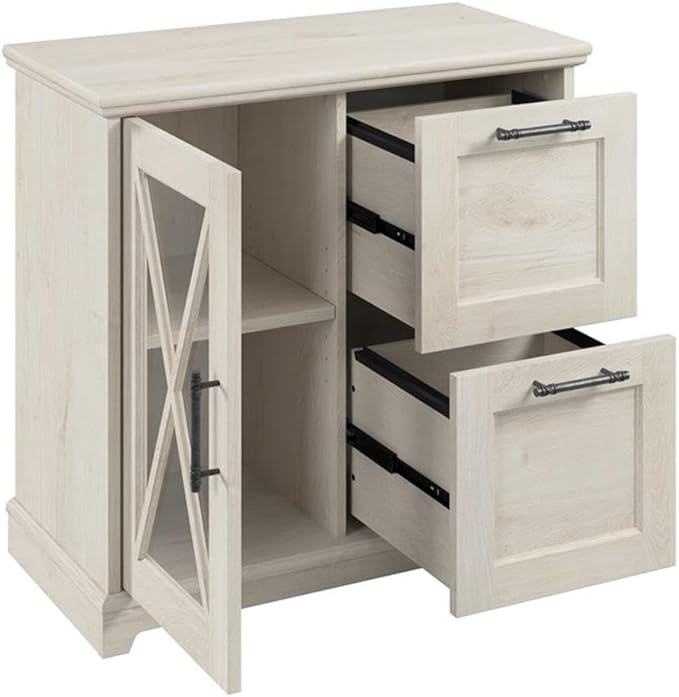 BOWERY HILL 2 Drawers 30" Lateral White Engineered Wood Filing Cabinet Easy Assembly Stationary Legal/Letter/A4 Size for Home, Office