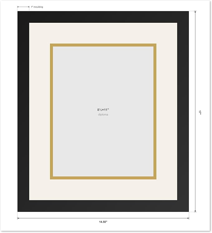 CountryArtHouse Diploma Frame Fits 8.5 x 11 Certificate (Portrait) - Keepsake Graduation Display Stainless Silver Genuine Hardwood with Dark Red Over Metallic Gold Double mat