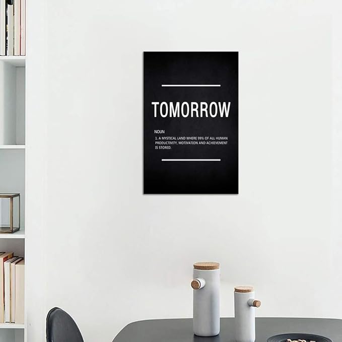 Inspirational Canvas Wall Art Success Motivational Painting Tomorrow Noun Hustle Pictures Inspiring Entrepreneur Quote Posters Prints Artwork Decor for Home Office Framed Ready to Hang (12”Wx16”H)
