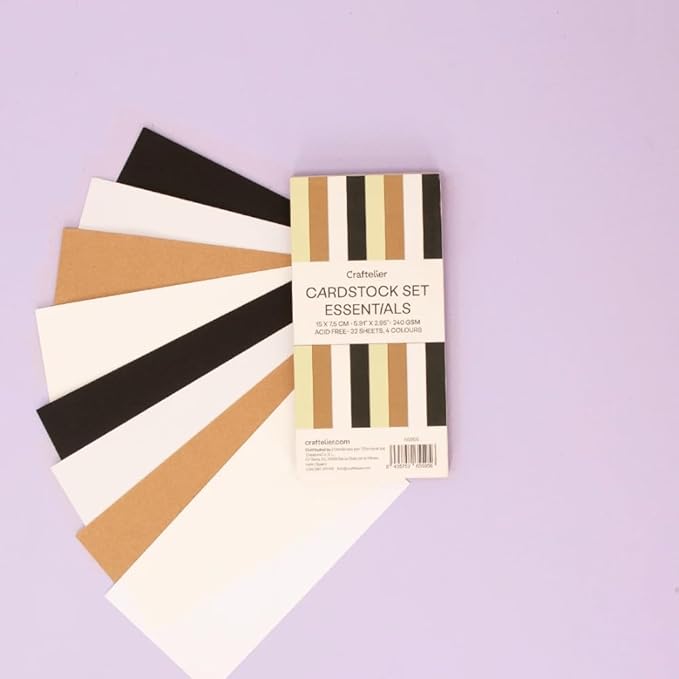 Craftelier - Essentials Color Cardstock | Pack of Colored Cardstock | Colored Paper for Crafts, Scrapbooking, DIY Projects | 32 Sheets, Double-Sided, 5.91" x 2.95", 8.47oz