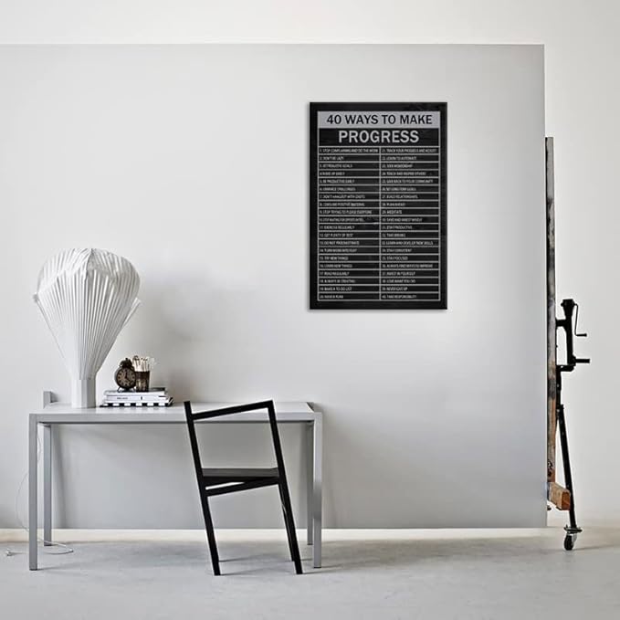 Inspirational Canvas Wall Art 40 Ways to Make Progress Painting Poster Motivational Entrepreneur Quotes Proverbs Print Artwork Office Wall Decoration Bedroom Frame Ready to Hang[24"W x 36"H]