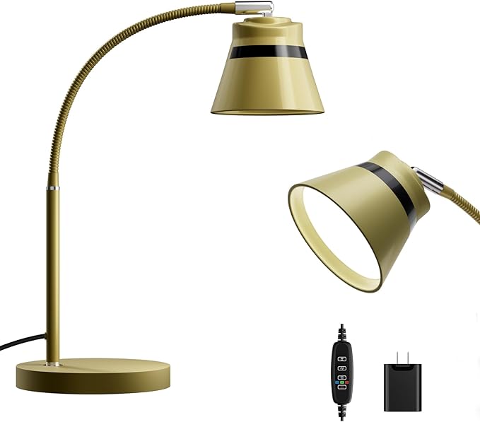 AXX Gold Desk Lamp, 24-Inch Table Light for Home Office/Bedroom/College Dorm Room, LED Bulb Included, 1000LM, 3 Color Modes, 10 Dimmable Levels, Metal