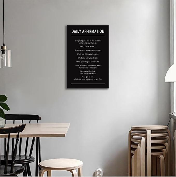 Inspirational Canvas Wall Art Daily Affirmation Inspiring Posters Motivational Office Framed Artwork Print for Living Room Bedroom Home Wall Decor Framed and Stretched Ready to Hang[12''W x 18''H]