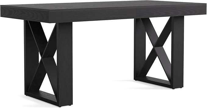 LITTLE TREE 63-Inch Long Computer Desk, Simple Wood Thick Appearance Design, Study Writing Gaming Work Executive Desk for Home Office, Black