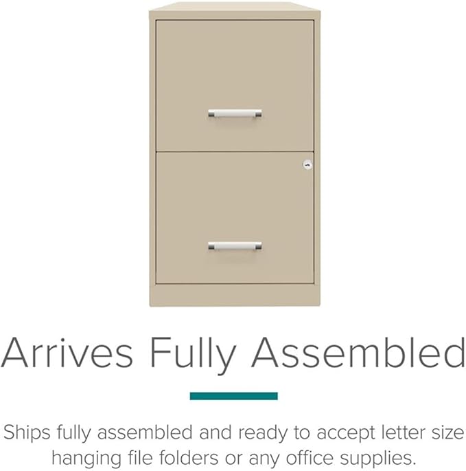 Scranton & Co Set of 2 18" D 2-Drawers Metal File Cabinet in Putty/Beige