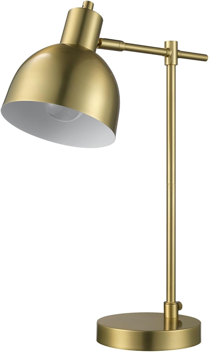 Globe Electric 61000058 18" Desk Lamp, Matte Brass Finish, Metal Shade, Adjustable Pivot Joint, Rotary Switch, Modern Lighting for Bedroom or Office, Timeless, Lights for Home, E26 Base