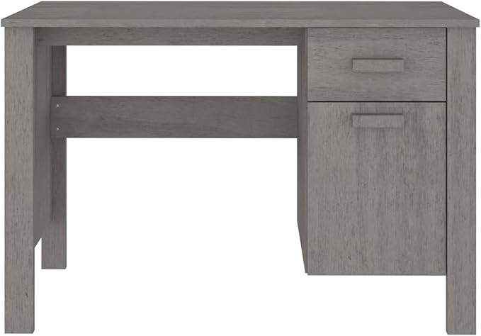 Bopdu Writing Desk Computer Desk Home Office, Writing Table Gamer Workstation Study Desk Light Gray 44.5"x19.7"x29.5" Solid Wood Pine