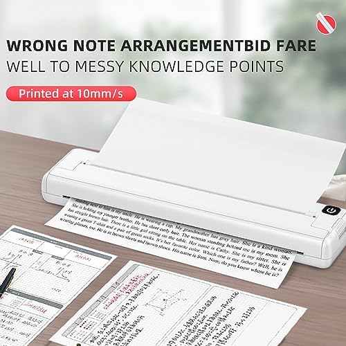 Dpofirs Portable A4 Thermal Printer, Bluetooth Thermal Printer, Support 90 Sheets Letter and A4 Paper, Compatible with Android and iOS Phone and Laptop for Mobile Office