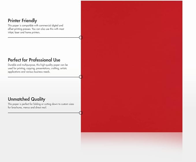 LUXPaper 8.5" x 11" Paper | Letter Size | Ruby Red | 80lb. Text | 50 Qty