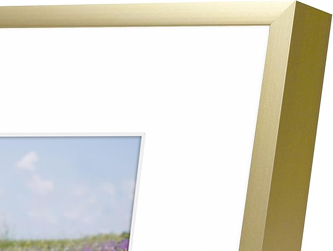 Golden State Art, Gallery Wall Frame Set of 6 - Gold 8x8 Aluminum Photo Frames with Mat for 4x4 Pictures - 8 x 8 inch Metal Frame with Real Glass Cover - Elegant Home or Office Decor