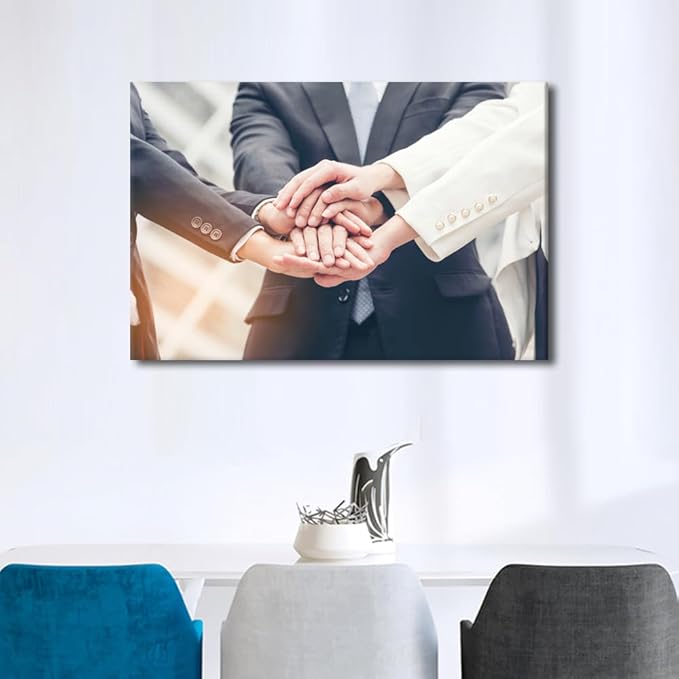 Large Wall Art Business Teamwork Concept Pictures Modern Motivational Inspirational Success Teamwork Posters Canvas Art Wall Decor for Office Framed 1 Panel (24" Wx36 H)