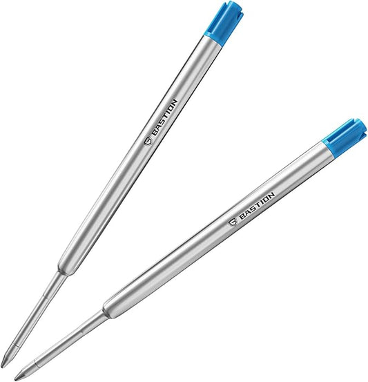 BASTION® Premium Pen Refill, Deeply Pigmented Ink for All Bolt Action Luxury Pens, Standard Ink Refill with 0.55mm Fine Tip - Blue Gel, 2 PCs