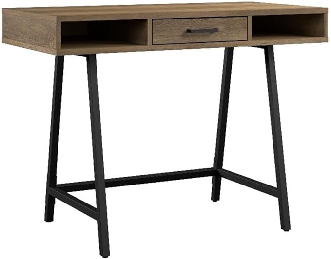 Bush Home Steele 40W Writing Desk in Reclaimed Pine | Compact Computer Table with Storage for Home Office, Study Room, or Entryway