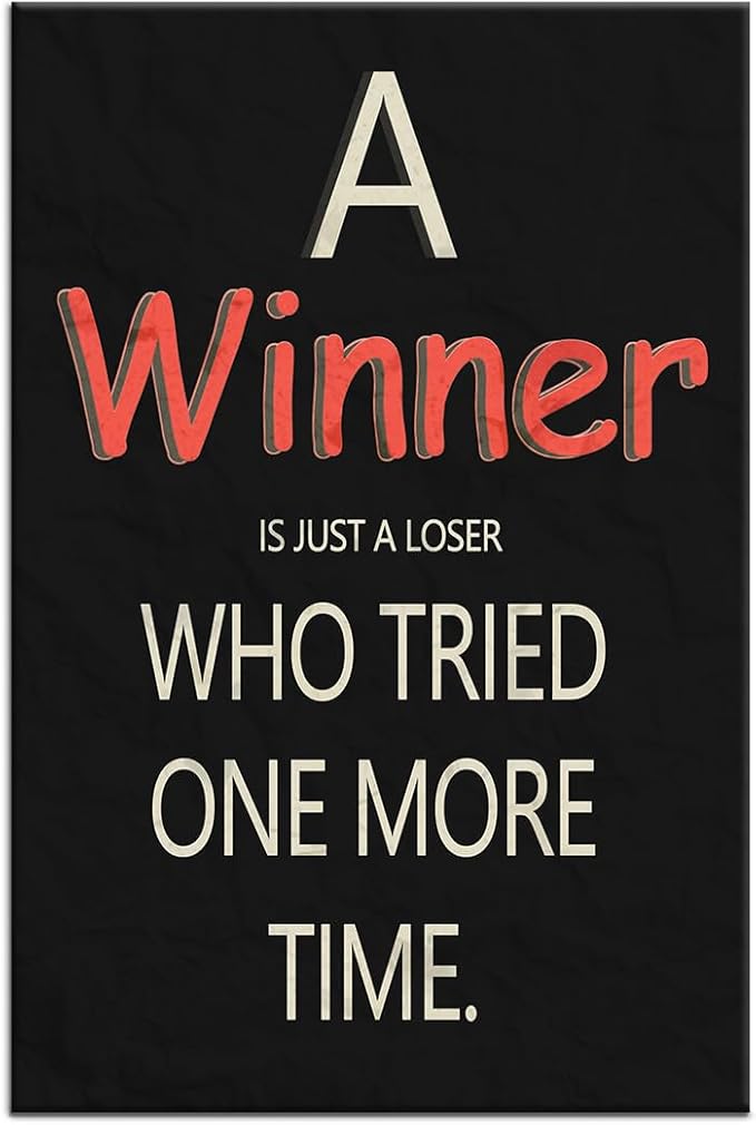 Inspirational Poster Wall Art Office Decor Winner Motivational Quotes Print on Canvas Positive Energy Picture Painting Artwork for Modern Home Living Room Workplace Gym Ready to Hang [24''Wx36''H]