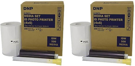 DNP 4x6" Paper and Ink Roll Media Set for IDW500 ID Photo Printer, 350 Prints (2-Pack)