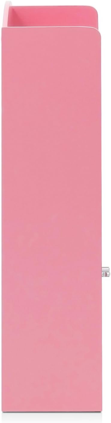 Furinno LOVA Book Shelf, Bookshelf with Storage Cabinet, Bookcase with Door, 11.8 x 23.6 x 37.3, for Living Reoom, Bedroom, Home Office, Pink