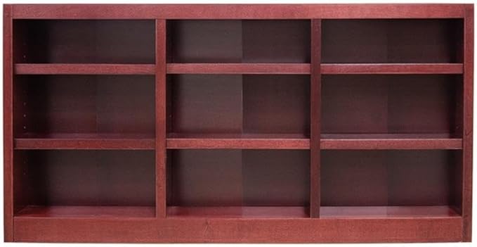 Traditional 36" Tall 9-Shelf Triple Wide Wood Bookcase in Cherry