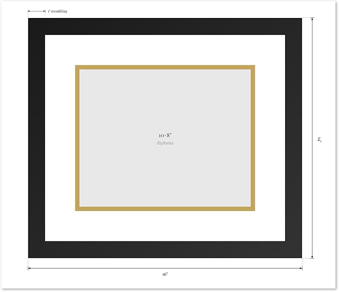 Diploma Frame Gold Bamboo with Navy Blue Over Gold Double Mat - Fits 10 x 8 Professional License Wall Display Made in the USA