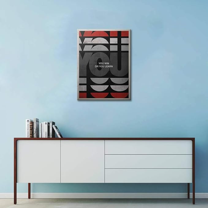 Yatsen Bridge Office Wall Art You Win or You Learn Inspirational Picture Motivational Quote Painting for Living Room 1 Panel Canvas Artwork Modern House Decorations Ready to Hang - 18x24 inches