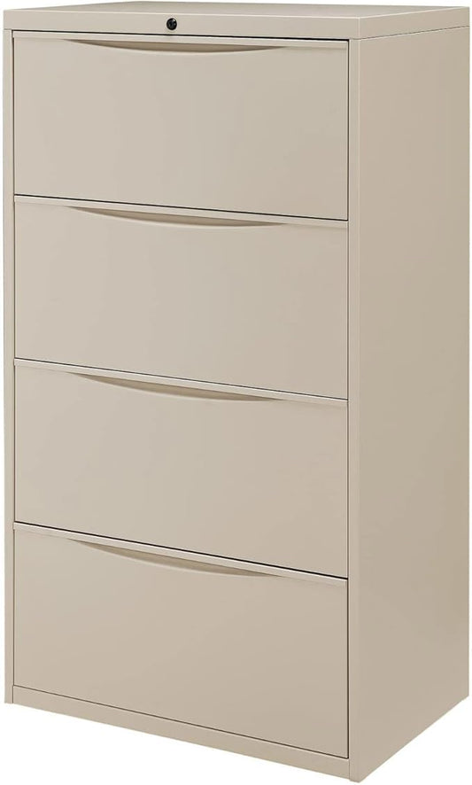 Global Industrial 30" W Premium Lateral File Cabinet, 4 Drawer, Putty