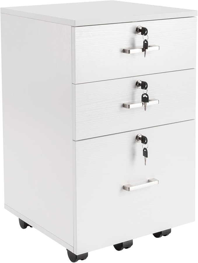 Mobile File Cabinet for Home Office, Locking Office Filing Cabinets, Rolling File Cabinet with Wheels Drawer Chest Dresser, File Cabinet, Wooden File Cabinet,Office Cabinet with Drawers 40 x 40 x 66CM