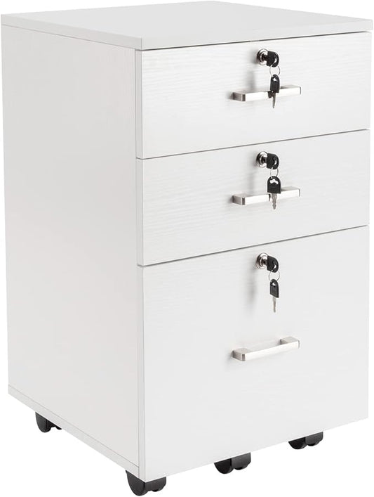 Mobile File Cabinet for Home Office, Locking Office Filing Cabinets, Rolling File Cabinet with Wheels Drawer Chest Dresser, File Cabinet, Wooden File Cabinet,Office Cabinet with Drawers 40 x 40 x 66CM
