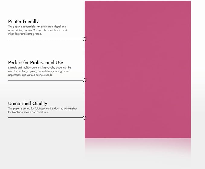 LUXPaper 8.5" x 11" Paper | Letter Size | Magenta Pink | 80lb. Text | 1,000 Qty
