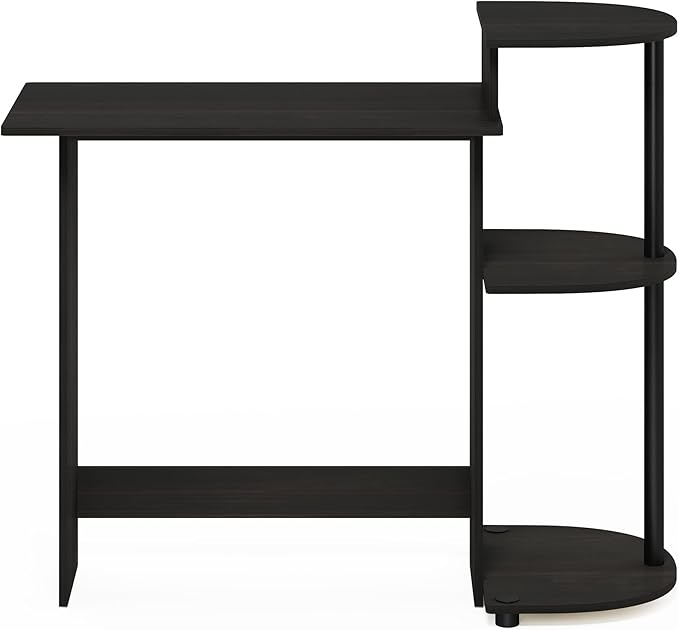 Furinno Compact Desk, 28.5 Wide Gaming Desk with Shelves, Computer Desk with Book Shelf, Office Desk for Home Office, Study Room, Dorm, Bedroom, Dark Espresso