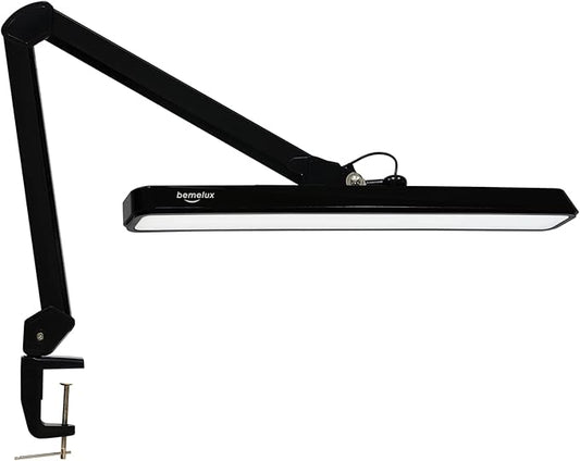 LED Architect Desk Lamp with Clamp, Metal Swing Arm 2000 Lumens Dimming Office Table Lamp for Task Work Drafting Reading Desktop, 234 LEDs,24W,5 Color Temperatures Workbench Lamp(Black, 24CCT)
