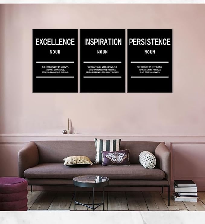 Inspiration Excellence Persistence Motivational Canvas Wall Art Creation Inspirational Poster Painting Modern Inspiring Artwork for Office Home Living Room Stretched and Framed[60''Wx 28''H]