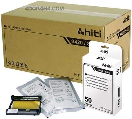HiTi Digital Inc. 4x6" 50 Prints Photo Paper & Ribbon Pack for S400/420 Printer - Carton (12 Packs)