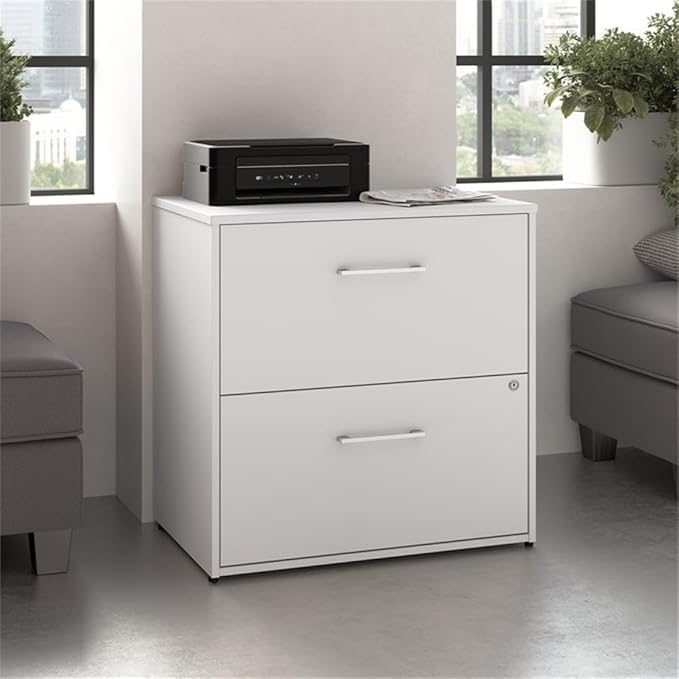 Bush Business Furniture Hustle 2 Drawer Lateral File Cabinet in White, Document Storage Chest for Home and Professional Office