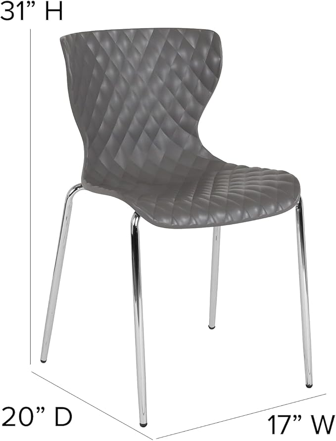 Flash Furniture Lowell Contemporary Design Gray Plastic Stack Chair