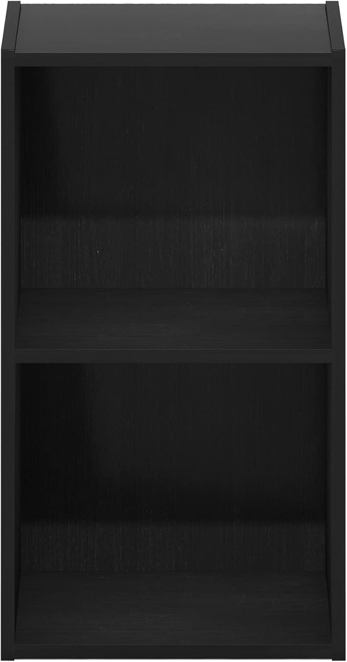 Furinno PASIR Book Shelf, 2-Tier Modern Bookshelf, Open Shelves Cube Bookcase, 9 x 12 x 21, Easy Assembly, Closed Back, for Living Room, Bedroom, Home Office, Darkwood