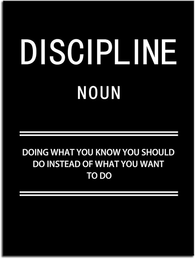 Inspirational Canvas Positive Wall Art Motivational Discipline Noun Wall Art Poster Quotes Success Canvas Artwork Picture Print Framed for Home Office Living Room Gym Wall Decor[18''W X 24''H]