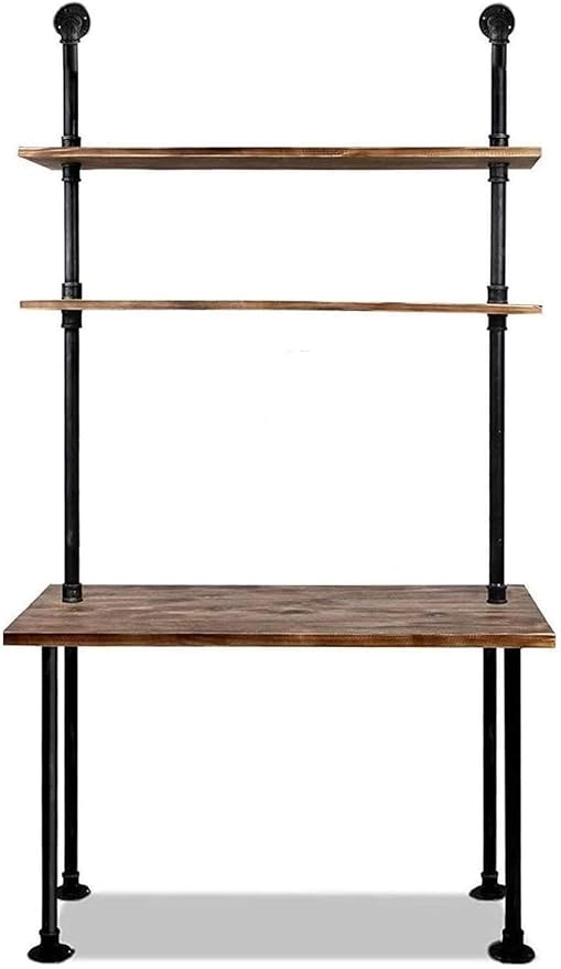 Diwhy Computer Desk with Storage Shelves,Home Office Writing Desk,Bookshelf Laptop Desk, Industrial Style Office Decor,Studying Writing Table Workstation,Stable Metal Framee,Easy Assembly(40" L)